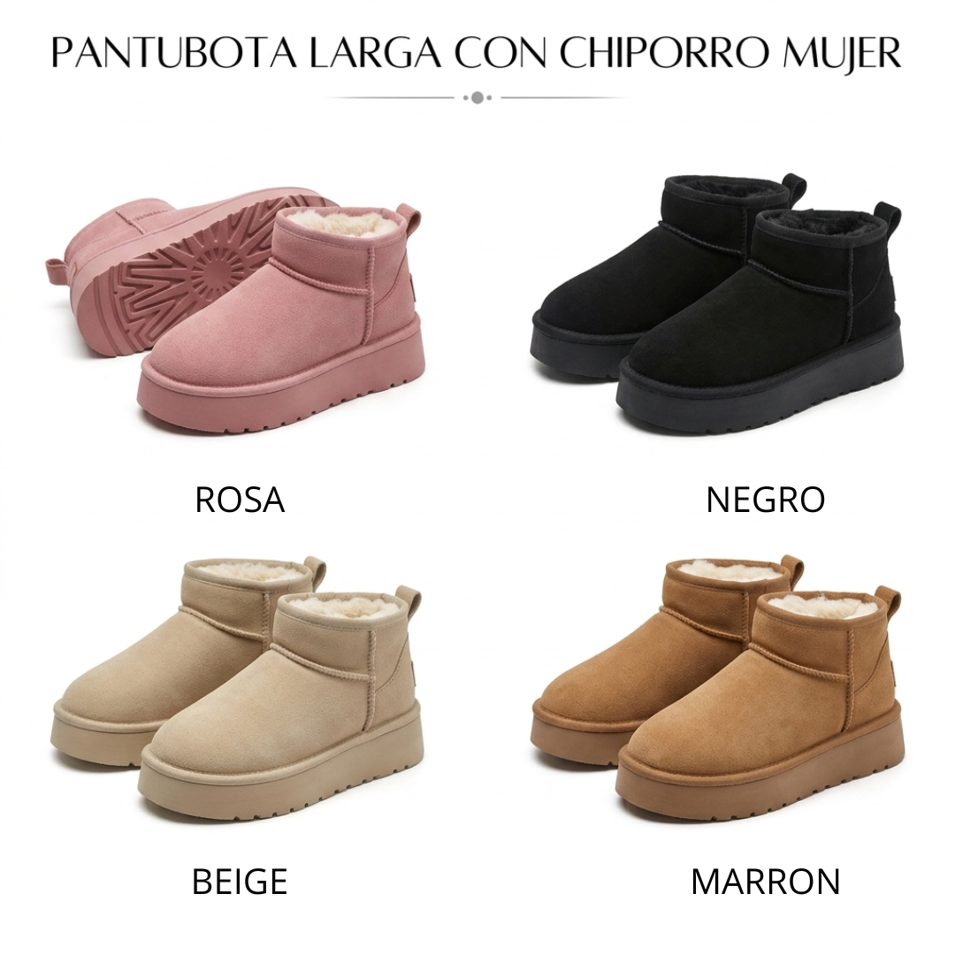 Pantufla Bota Larga con Chiporro — Mujer