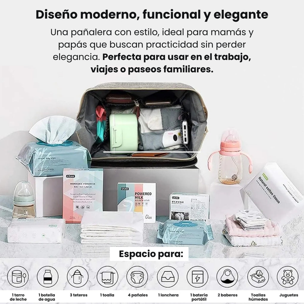 Pañalera con Cambiador Plegable Multiuso